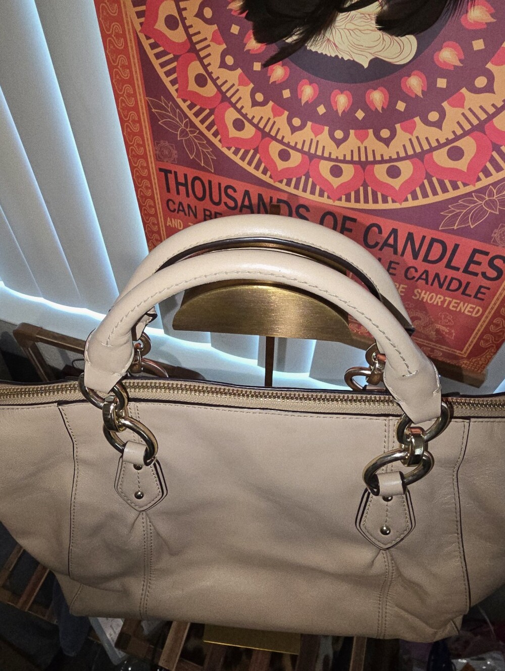 Coach Beige Collette Leather Satchel - Picture 5 of 12